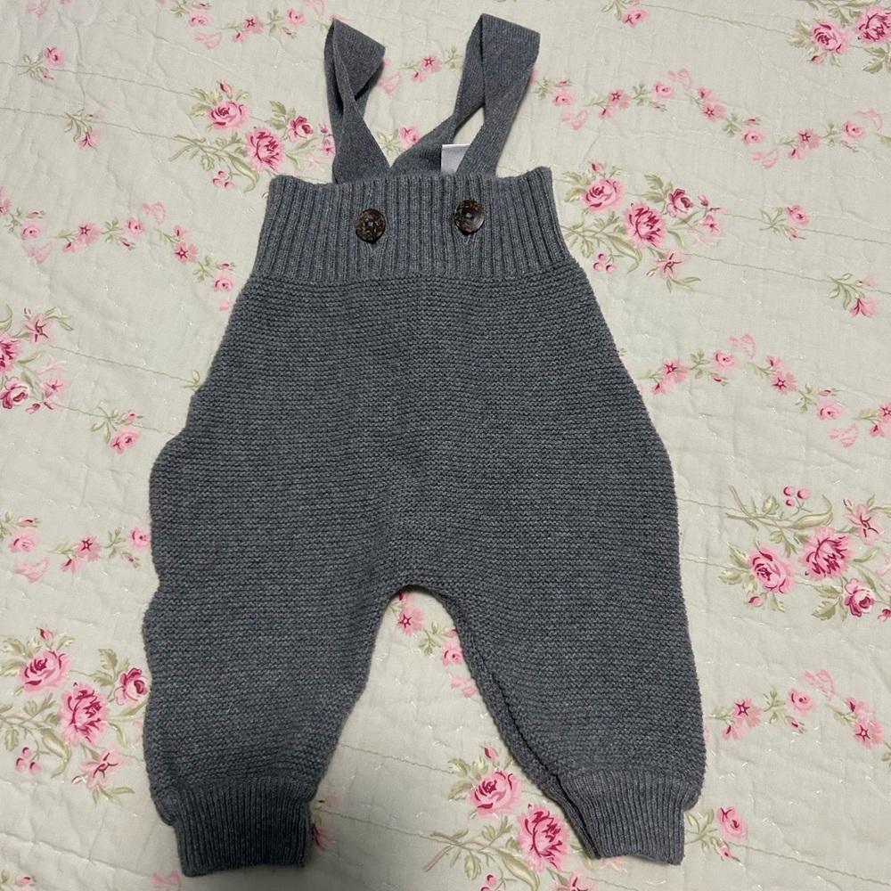 Lindex grey knit overalls size newborn - Picture 1 of 4